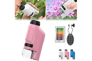GIENSLRU Le Petiscope Enfant, Petiscope Enfant, Microscope Portatif, Microscope Enfant Portable, Microscope Portable Enfant, Periscope Enfant 60x-120x (Rose)
