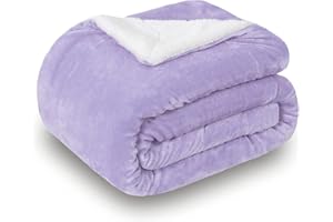 SOCHOW Sherpa Decke Lila zweiseitige Wohndecken Kuscheldecken, extra Dicke warm Sofadecke/Couchdecke aus Sherpa, 150 x 200 cm super flausch Fleecedecke als Sofaüberwurf oder Wohnzimmerdecke