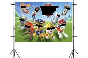 ATVOYO Hundestaffel Cartoon Hintergrund, Kinder Fotografie Hintergrund, Vinyl Foto Hintergrund für Party Hintergrund, Kinder Dekoration Party, 120cm x 80cm