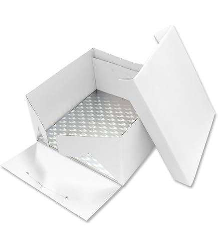 Papstar 18857-10 Scatole per Torta, con Coperchio, in Cartone, rettangolari, 30 x 30 x 13 cm, Colore: Bianco