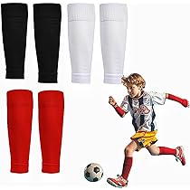 2 Paar Kinder Fußball Stutzen Mit Schienbeinschoner - Schwarz, 32cm