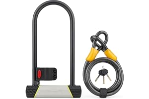 SUNYA Antivol de Vélo, Cadenas Pour Velo, 14mm Antivol en U et câble 12mm x 1,5m. Niveau de Sécurité 7/10, Offre un Haut Niveau de Protection. 1 Support de Montage. 180x320mm