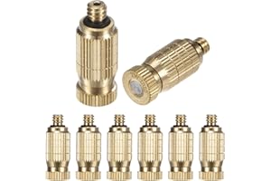 M METERXITY 8-Pack Brass Misting Nozzles, 0.006"/0.15mm Orifice Mister Nozzles Brass, High Pressure Spray Misting Nozzle Head for Outdoor Cooling System/Greenhouse/Landscaping [10/24 UNC]