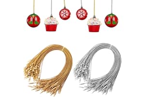 IWIIO 200Pcs Christmas Ornament Anchor Christmas Hanging Ornament with Snap Fastener Gold Silver Bauble String for Crafts for Christmas Hanging Ornament, Xmas Gift Making, Jewelry Cord
