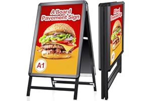 VAIIGO DIN A1 Kundenstopper Outdoor, Plakatständer wetterfest, doppelseitiger Aufsteller inklusive Schutzfolie, A-Rahmen Ständer für Werbung & Messen (A1, Schwarz)