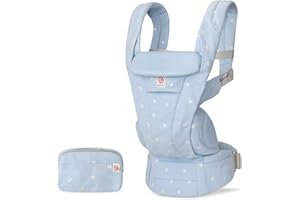 Ergobaby Omni Deluxe Porte-bébé tout-en-un pour les nouveau-nés dès la naissance jusqu'à 20kg, porte-bébé ergonomique en coton 4 positions, dorsal, porte-bébé de voyage, Serene Blue Flowers