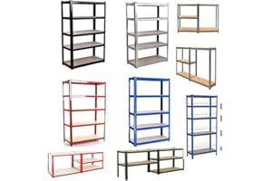 Jupitor Shelving Units Storage Garage: 5 Tier 150cm x 75cm x 30cm Multipurpose Heavy Duty (175KG Per Shelf) 875KG Capacity Racking Shelves for Warehouse Shed Office Greenhouse Gal