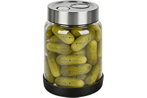 RUCUDIM Tarro de fermentación con tapa de 1 L, vaso de fermentación con ventilador de fermentación, recipiente para kimchi, vaso de kéfir, vasos de fermentación, vidrio kimchi, cristal de fermentación