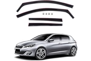 J&J AUTOMOTIVE | GP Deflectores de aire antiturbo adecuados para 308 5 puertas sedán 2014-2021 Juego de 4 unidades negro antiviento impermeable aerodinámico