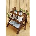 WoodMarwar Solid Sheesham Wood 3 Tier Ladder Shape Book Shelf for Living Room | Wooden Open Display Bookcase with 3 Shelf Storage for Home & Office | Rosewood, Natural Brown