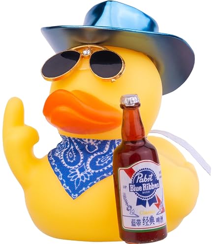 Lustige Gelbe Gummi-Ente Fürs Armaturenbrett – Mit Hut, Sonnenbrille & Halskette – Witziges Autozubehör