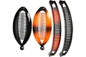 FANGBOJIE 4 Stück Bananenspange Haare, Banana Clip Dickes Haar, Retro Weibliches Haar Accessoire Haarkamm, Bananen Haarspange, Hair Clips, Vintage Fischschwanz, Haarklammer Damen