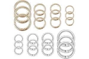 KGGZKG 24 mini mosquetones redondos de 13/16/19/25 mm, llavero pequeño, anillo de bolsillo, anillo de bolsillo de aleación de zinc para bolsos, manualidades, manualidades, colgantes, oro y plata