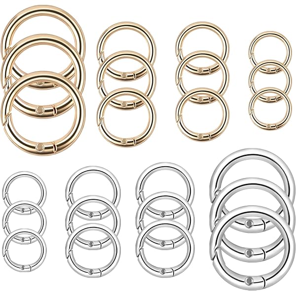 QIUTIMIY 15 stuks Trigger Spring O Ring metalen ronde karabijnhaak clip snap voor handtas knutselwerk, sleutelhangers gesp, tassen, portemonnees (goud, 19mm