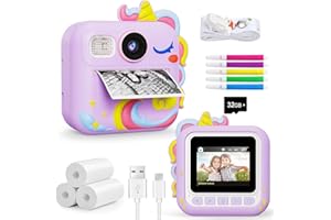KOKODI Kids Camera Instant Print, Kids Cameras Christmas Birthday Gifts for Girls Age 3-12, Digital Video Instant Printable Camera for Kids,Toys for Ages 5-7 Girls (Purple)