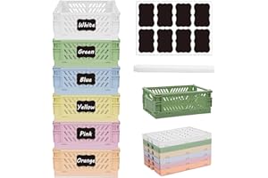 Aiuuee 6 Stücke Klappbox Klein, Plastik Klappkiste Klein 15 x 9.8 x 5.7 cm, Stapelbare Klappkorb Aufbewahrungskiste, Klappboxen Faltbar Stabil Aufbewahrungsbox Klappbar für Regal Klassenzimmer