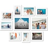 Americanflat 10 Par&ccedil;a Beyaz Galeri Duvar Resim &Ccedil;er&ccedil;evesi Seti 8x10, 5x7 ve 4x6. Kırılmaya Dayanıklı Cam. Duvar veya Masa i&ccedil;in