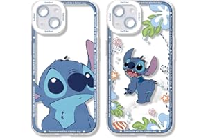 OMYZO [2 Confezioni] Stitch Cover per iPhone 15 6,1",Cartone Animato Case con Anime Carino Modello,Morbida TPU Silicone Antiurto Trasparente Protezione Custodia Compatibile con iPhone 15