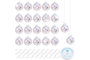 MOOSONO 20 Stück Sonnenfänger Kristall, 20mm Kristalle zum Aufhängen, Suncatcher Kristall mit 20 Metallring, Hängende Kristallkugeln, Klare Kristallkugel Prisma für Fenster, Kronleuchter, Heimdekoration
