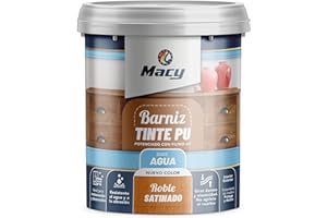 Macy Barniz Tinte Poliuretano Satinado para Interior con Gran Resistencia. 375 Mililitros. Color Roble