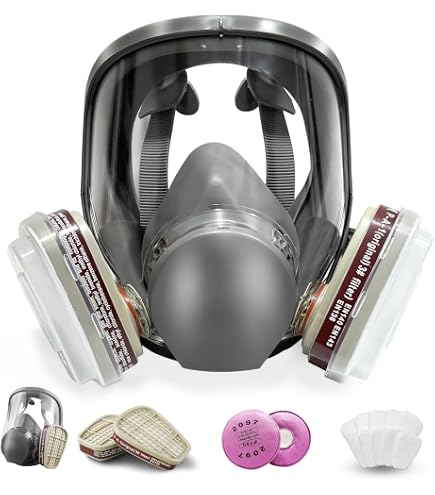 Masque Respiratoire Intégral Avec Filtres - Protection Contre Vapeurs, Poussières Et Gaz - Étui Rigide Et Lentilles Anti-Buée