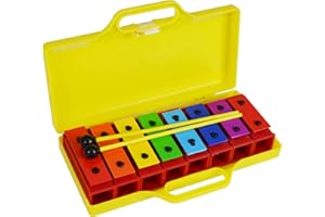 A-Star Colorful Chime Bar Set di 8 Xilofono Soprano Diatonico Arcobaleno Glockenspiel con Due Battenti e Custodia Gialla Solida - C6 a C7