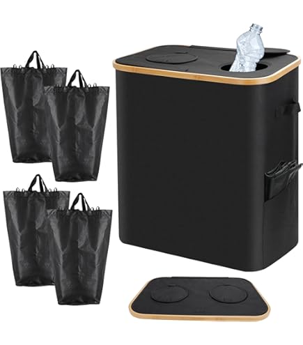 100L Noir Collecteur De Bouteilles Avec Couvercle, Poubelle Tri Selectif Pour Plastique Bouteilles Verre Poubelle Exterieur De Recyclage Avec Trou Poubelle Cuisine Rangement De Bouteilles 90629234