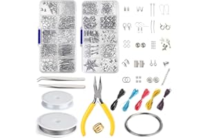 FEPITO Schmuckherstellung Kit Anfänger Werkzeug Kit Schmuck Reparatur Kit Schmuck Zubehör mit Zangen für Schmuckherstellung Reparatur DIY Bastelbedarf