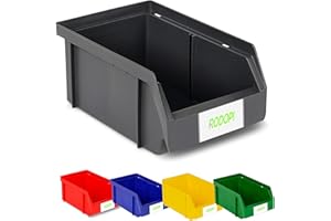 ‎RODOPI RODOPI 36er Set Stapelboxen, Größe S | Sichtlagerkästen 161x105x75mm | Robuste Lagerboxen für Werkstatt, Garage, Keller | Aufbewahrungsboxen für Kleinteile Rot