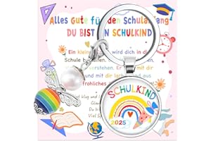 Werfunee School Gift School Cone Girl Guardian Angel Keyring for School Child – Filling First Day of School Lucky Charm with Greeting Card Gift Box, pink