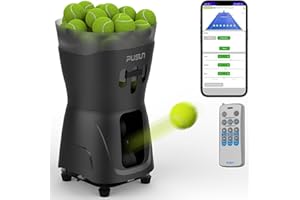 PUSUN PT-MINIPro Tragbare Tennisballmaschine - Leichte Indoor-Tennismaschine mit APP-Steuerung, 65-Ball-Kapazität, Tennistrainer für Schulen (3-5h Akku)