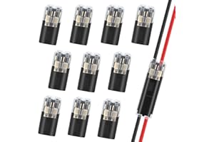 FINETOKNOW Connettori Elettrici Rapidi per 18-22AWG, Morsetti Elettrici, 2 pin Connettore Elettrico,10PCS Connettori Morsetti per Cavi Elettrici Terminali Del Connettore Automatico, Senza Spelatura
