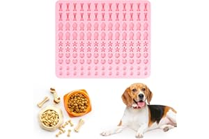 NEXMEE Moules de Cuisson en Silicone pour Friandises pour Animaux de Compagnie, Moules en Silicone Réutilisables Antiadhésifs pour Biscuits pour Chiens, Gelée, Glaçons de Noël, 5 Formes, Rose