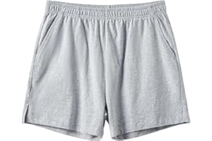 Amy Coulee Men's Short Cotton 4 Inch Lightweight Sleep Shorts Short Pyjama Bottoms Pyjama Bottoms with Pockets