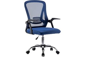 Panana Bürostuhl Ergonomisch, Schreibtischstuhl mit Netzbespannung, Arbeitsstuhl mit Armlehnen, Drehstuhl aus Mesh, höhenverstellbarer Computerstuhl (Blau)