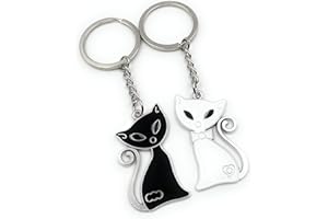 Onwomania - "-Paaranhänger Liebe Katze Schlüsselanhänger - Metall Glücksbringer z.B. für den besten Freund, die Beste Freundin, Mama - Für Männer, Frauen & Kinder