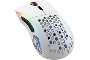 GLORIOUS PC GAMING RACE Glorious Gaming Model D- (Piccolo) Wireless Mouse da gaming senza fili - Superleggero 67 g, design a nido d'ape, RGB, ergonomico, wireless 2,4 GHz senza lag, fino a 71 ore di batteria - Bianco opaco