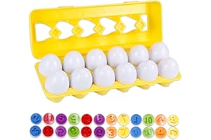 Zyluniy Montessori Uova Giocattolo per Bambini Uova Abbinate, Classificazione di Colore e Forma 12pcs Giocattolo Educativo per Bambini Pasqua Uovos 1 2 3 Anni Anni Ragazzi e Ragazze (Stile B)