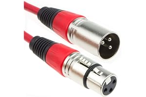 kenable XLR 3 pin Microphone Lead Male to Female Audio Cable RED 2m [2 metres]