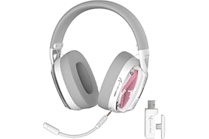 EWEADN x Attack Shark L60 Auriculares para Juegos Wireless Ultra-Light, Cable/2.4G/Bluetooth, Auriculares Inalámbricos Multiplataforma para Gaming, Micrófono Desmontable, Volumen Estéreo - White