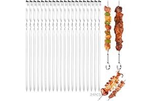 Gxlaihly 24Pezzi Spiedini per barbecue,Spiedini in acciaio inox,spiedini acciaio,Spiedini BBQ riutilizzabili,Spiedini in acciaio inossidabile,Spiedini per barbecue riutilizzabili,Perfetti per Barbecue