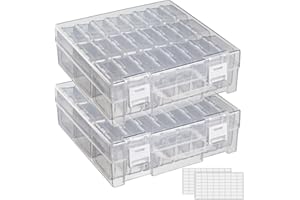 JIZIYRUO Clear Bead Organizer Box, 24Pcs Small Plastic Bead Storage Containers, Mini Rectangle Storage Boxes with Hinged Lids for Beads Seeds Jewelry Rhinestones Crafts Small Items (2 Pack)