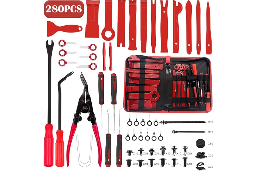 Herramientas Desmontaje Interior Coche,Aohoo 280Pcs Kit Palancas Plastico Coche para Desmontar el Salpicadero Radio,Audi