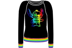 Lilo & Stitch Rainbow - Felpa da donna, colore: Nero