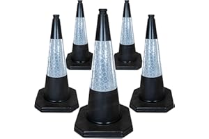 STREET SOLUTIONS UK Street Solutions - 5 x 750mm Black Road Traffic Cones - Self Weighted - Premium Quality Safety Cone - Strong and Durable - with Extremely Low Centre of Gravity
