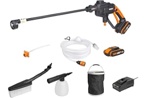 WORX WG620E.4 Hydroshot Cordless Portable Pressure Washer Cleaner Kit - Power Washer with 2 Batteries, Adjustable Pressure Settings for Garden, Patio, Car Wash & More, 320 PSI (22 Bar), 120 l/h