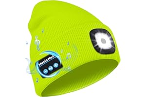 Deilin Gorro Bluetooth con Linterna LED, Unisex Sombrero Beanie con Auriculares Bluetooth V5.0 USB Recargable Lavable Gorro Musica de Punto Invierno con Luz LED, Regalos Navidad para Hombre Mujer