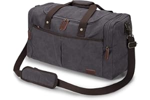 S-ZONE Rozszerzalna płócienna torba podróżna, torba weekendowa, torba weekendowa, z przegródką na buty, duża torba podręczna, torba na siłownię, dla mężczyzn i kobiet