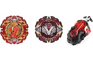 Netoke Gyros Kreisel Set, 4D Metall Fusion Kampf Kreisel, Mit Battling B-184 Launcher LR Geschenk-Set, Modelle: B-195+B-191-02