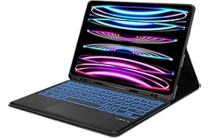 FOGARI Étui Clavier pour iPad Pro 12.9 - AZERTY Rétroéclairage 7 Couleurs USB-C Touchpad Clavier, Smart Coque avec Veille Automatique pour iPad Pro 12.9 6e/5e/4e/3e Génération, Noir